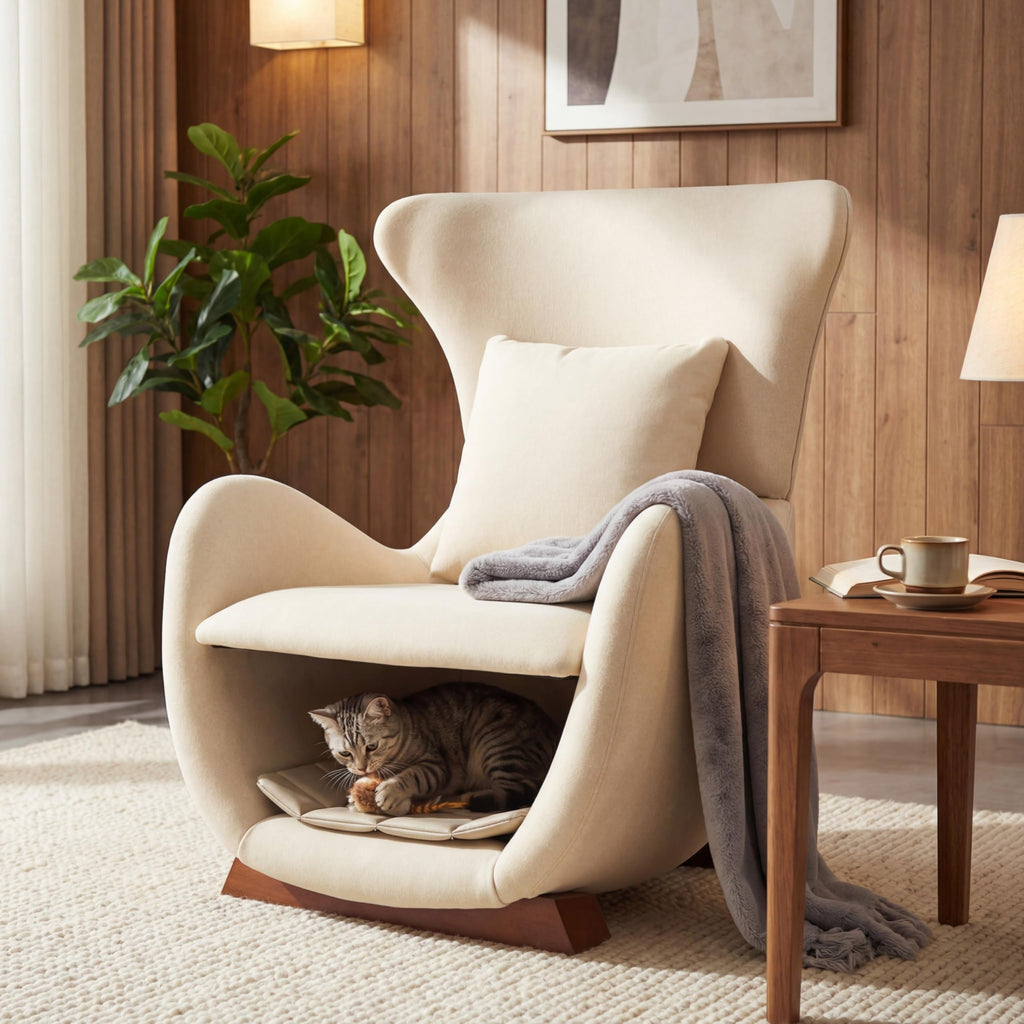 Merax Modern Accent Chair with Pet Cave & Storage