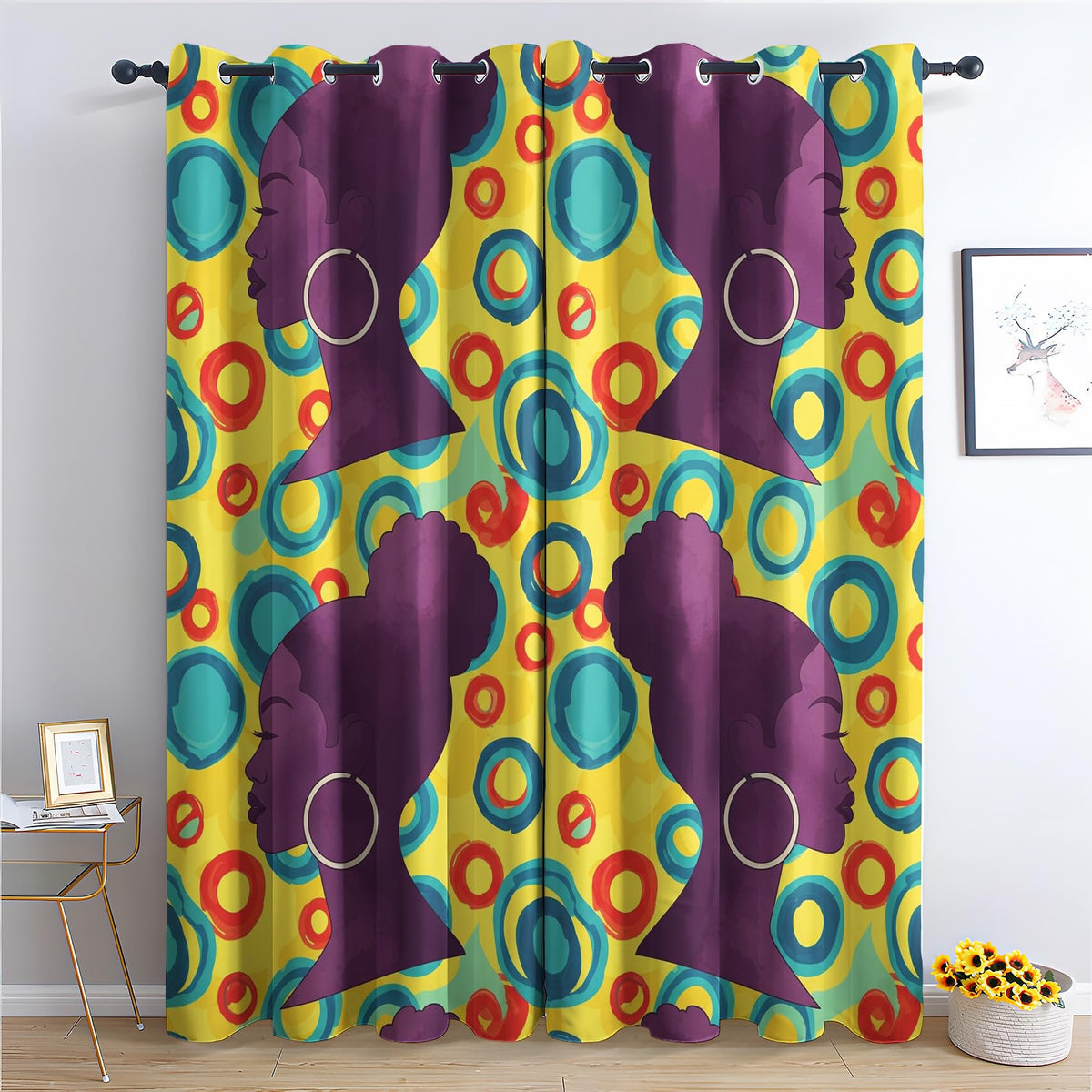 Mud Cloth Blackout Grommet Curtains