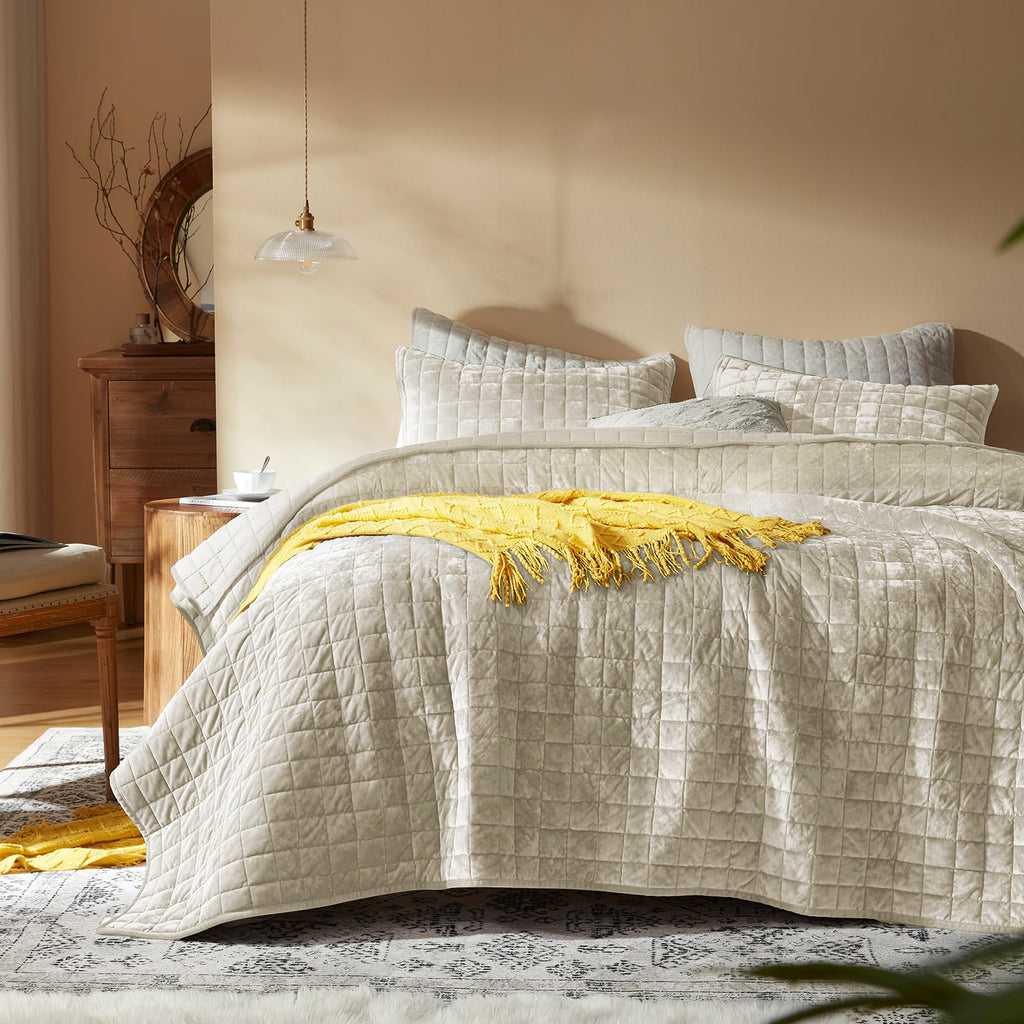 LEAONME Velvet Quilt King Size-98''x106''
