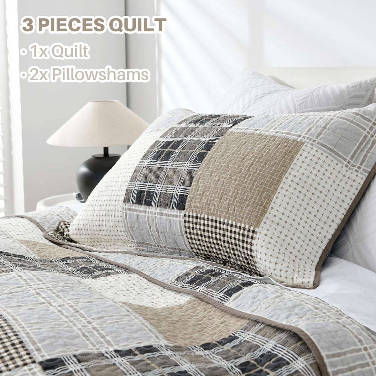 PANGUSHAN 100% Cotton Quilt Set Queen Size