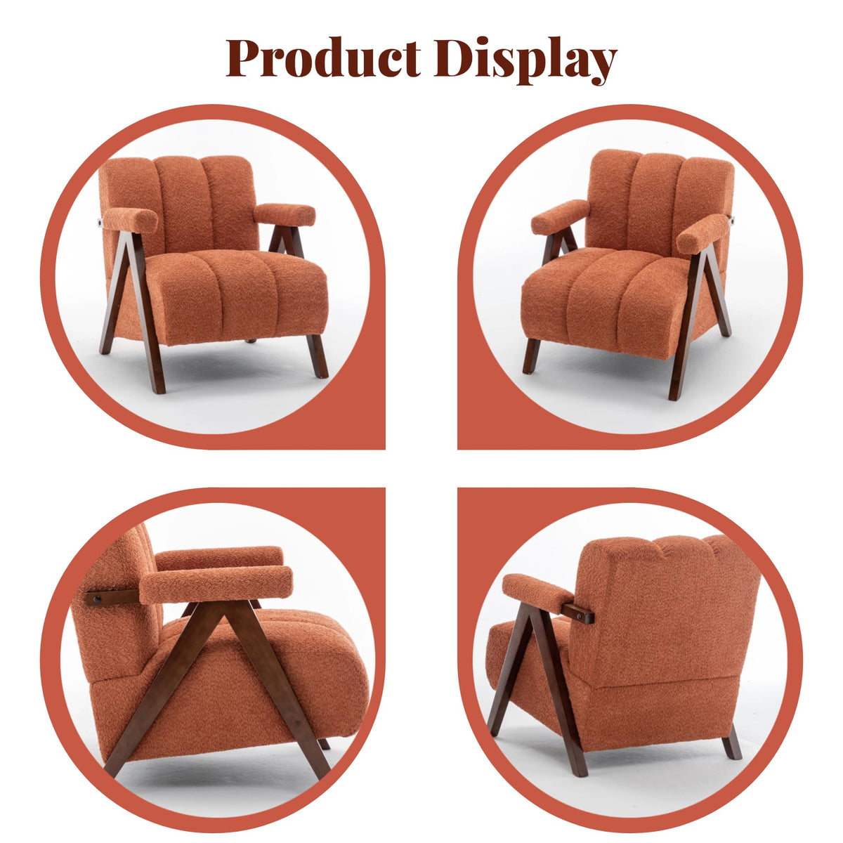 Mid Century Modern Accent Chairs Set of 2 with Solid Wood Frame