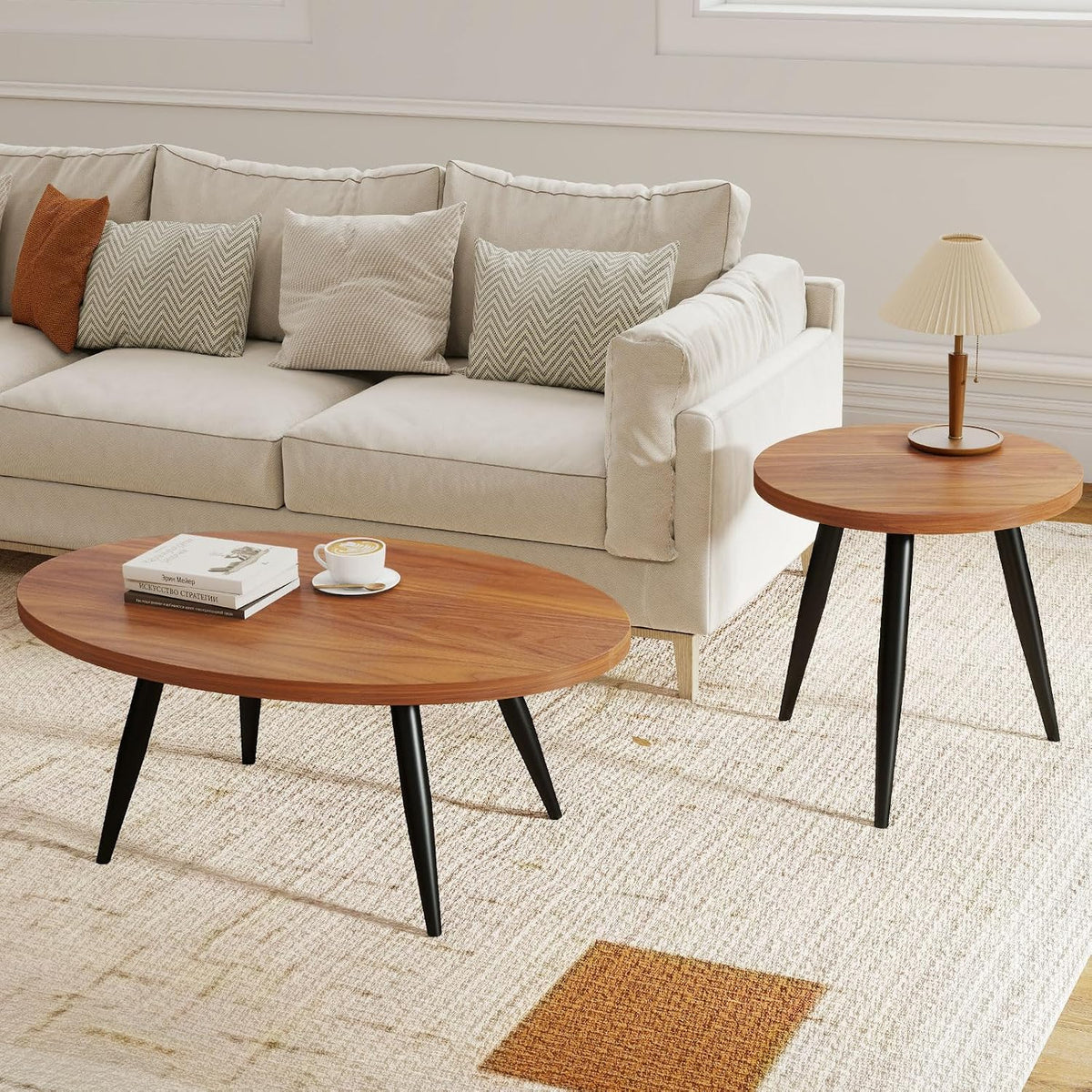 Oval & Round Nesting Coffee Table Set