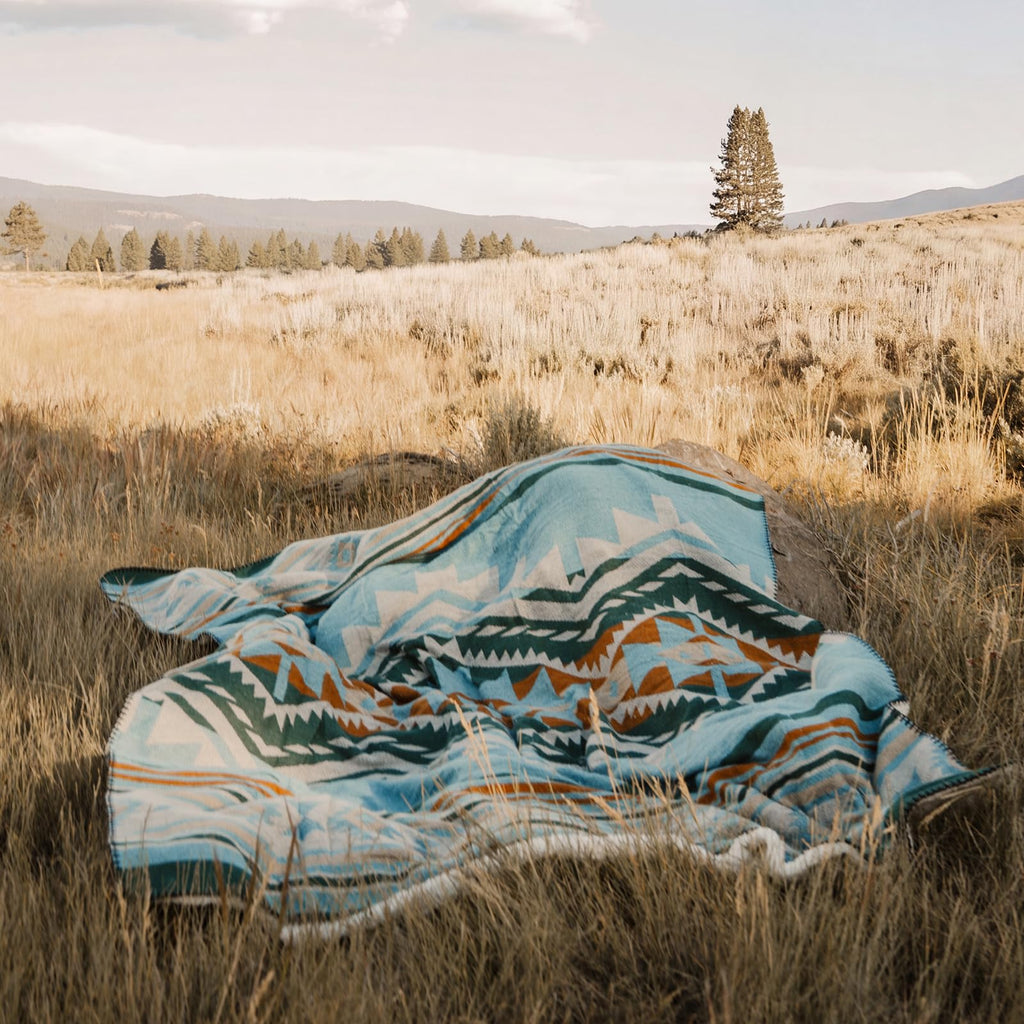 Aztec Sherpa-Lined Throw Blanket
