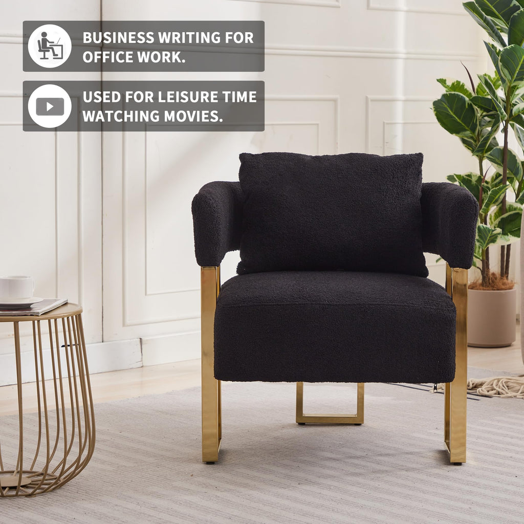 Upholstered Barrel Accent Chairs with Gold Legs – Set of 2