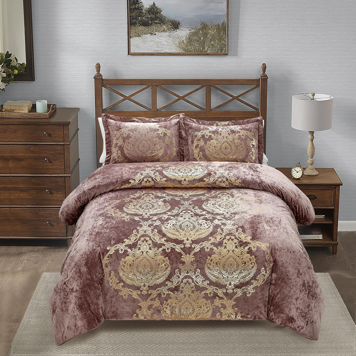 Sunshine Nicole Metallic Print Comforter Set