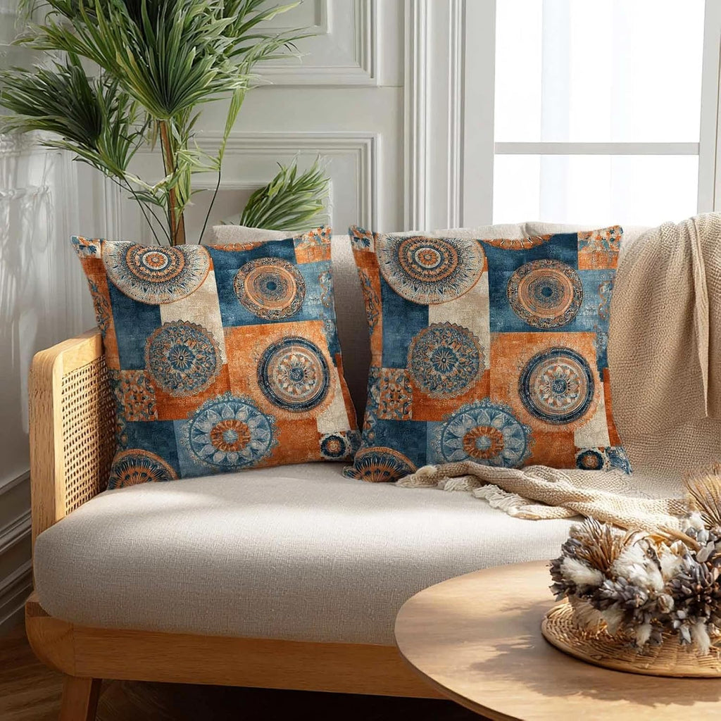 Firmiso Rust Orange Mandala Throw Pillow Covers 18x18 Set of 2