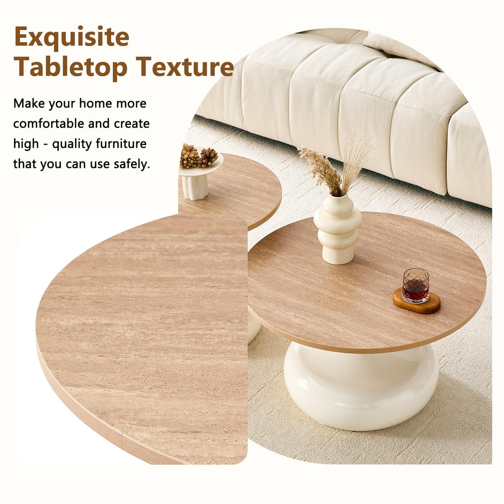 Faux-Marble Nesting Coffee Table Set