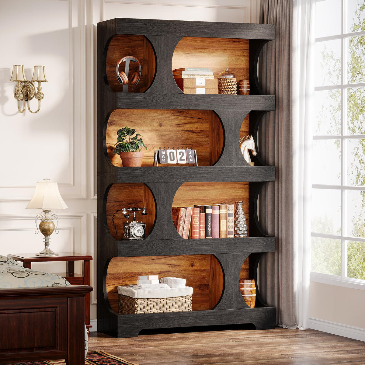 71-Inch Asymmetrical 4-Tier Bookcase