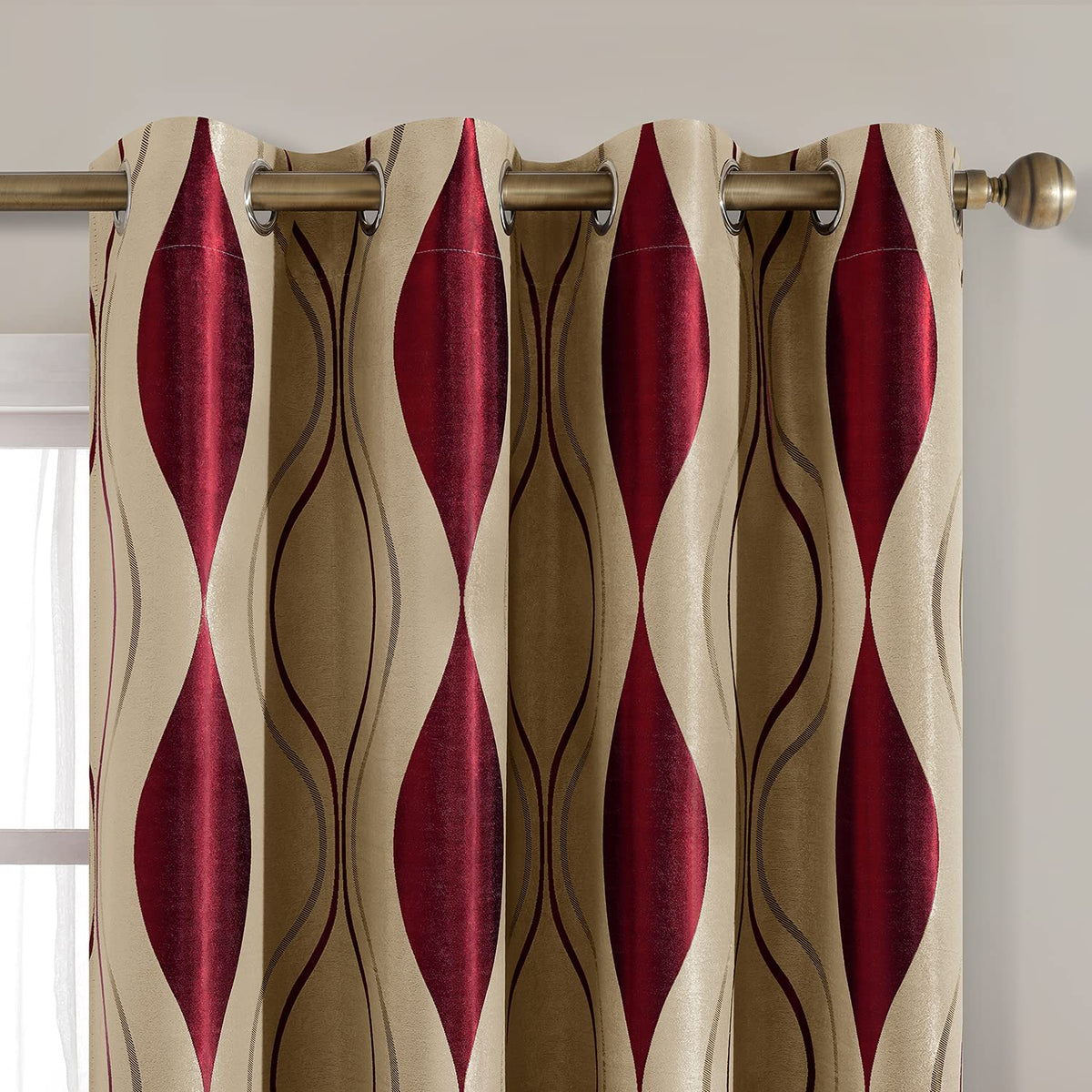 Wave Jacquard Grommet Curtains, Set of Two