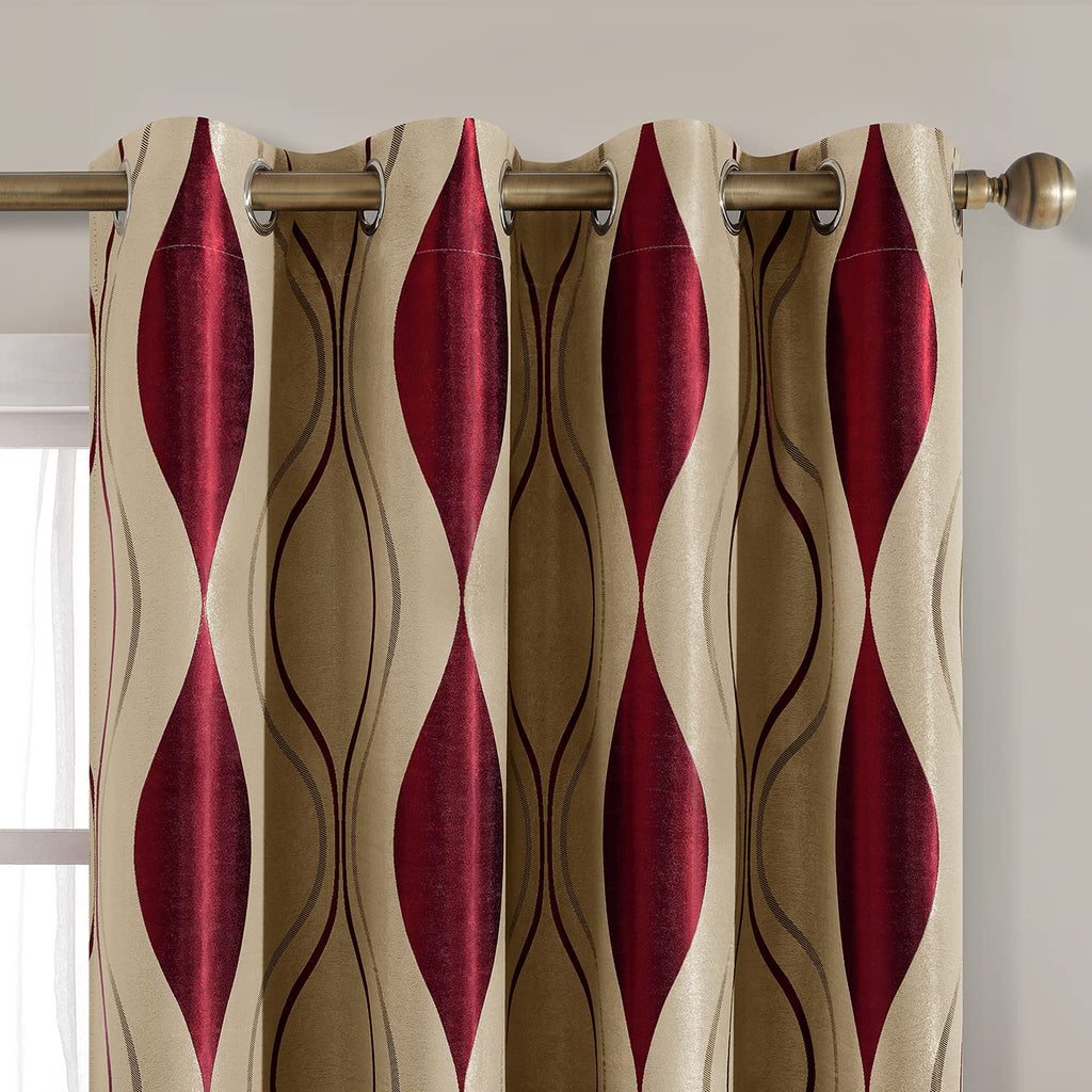 Wave Jacquard Grommet Curtains, Set of Two