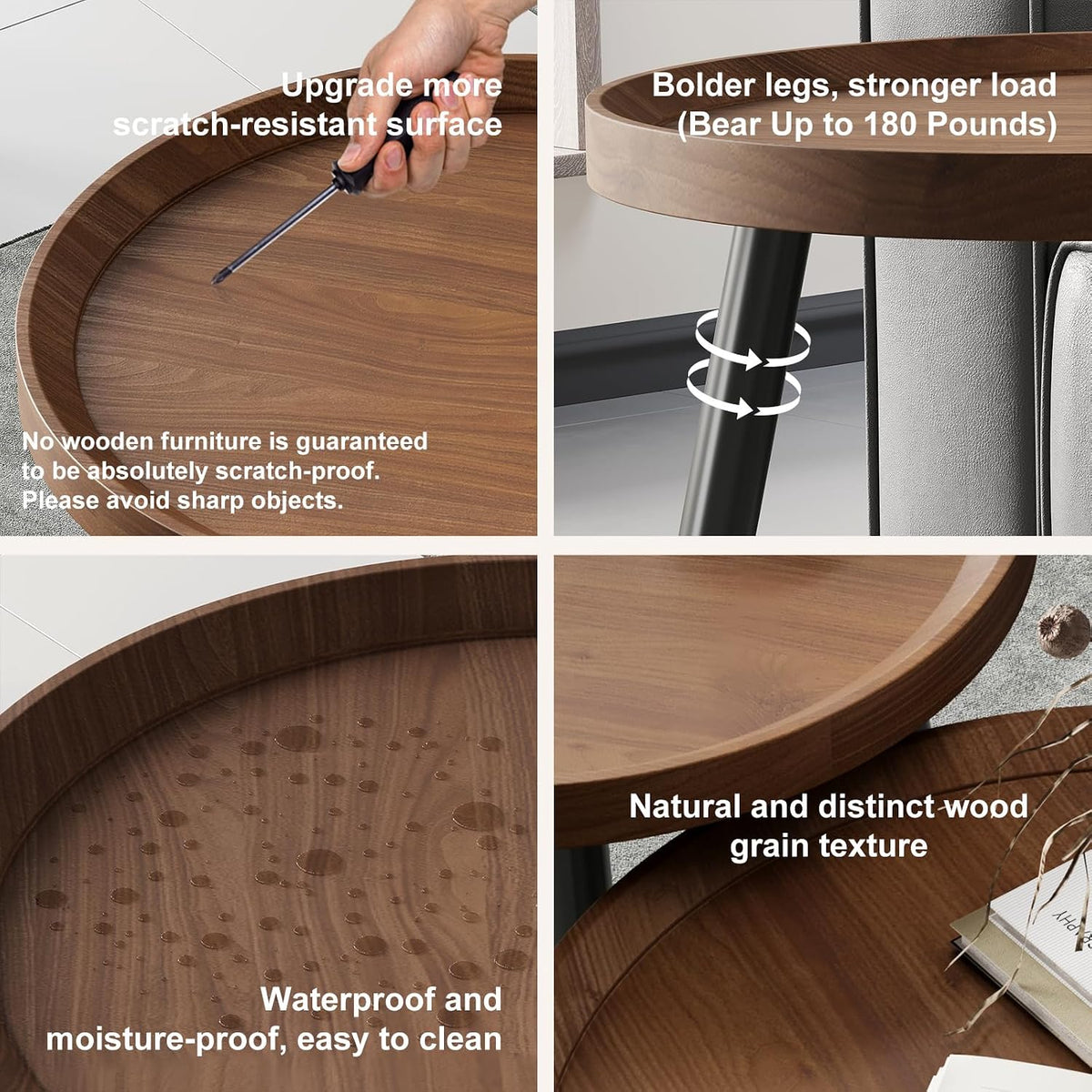 Walnut Round Nesting Coffee Table Set