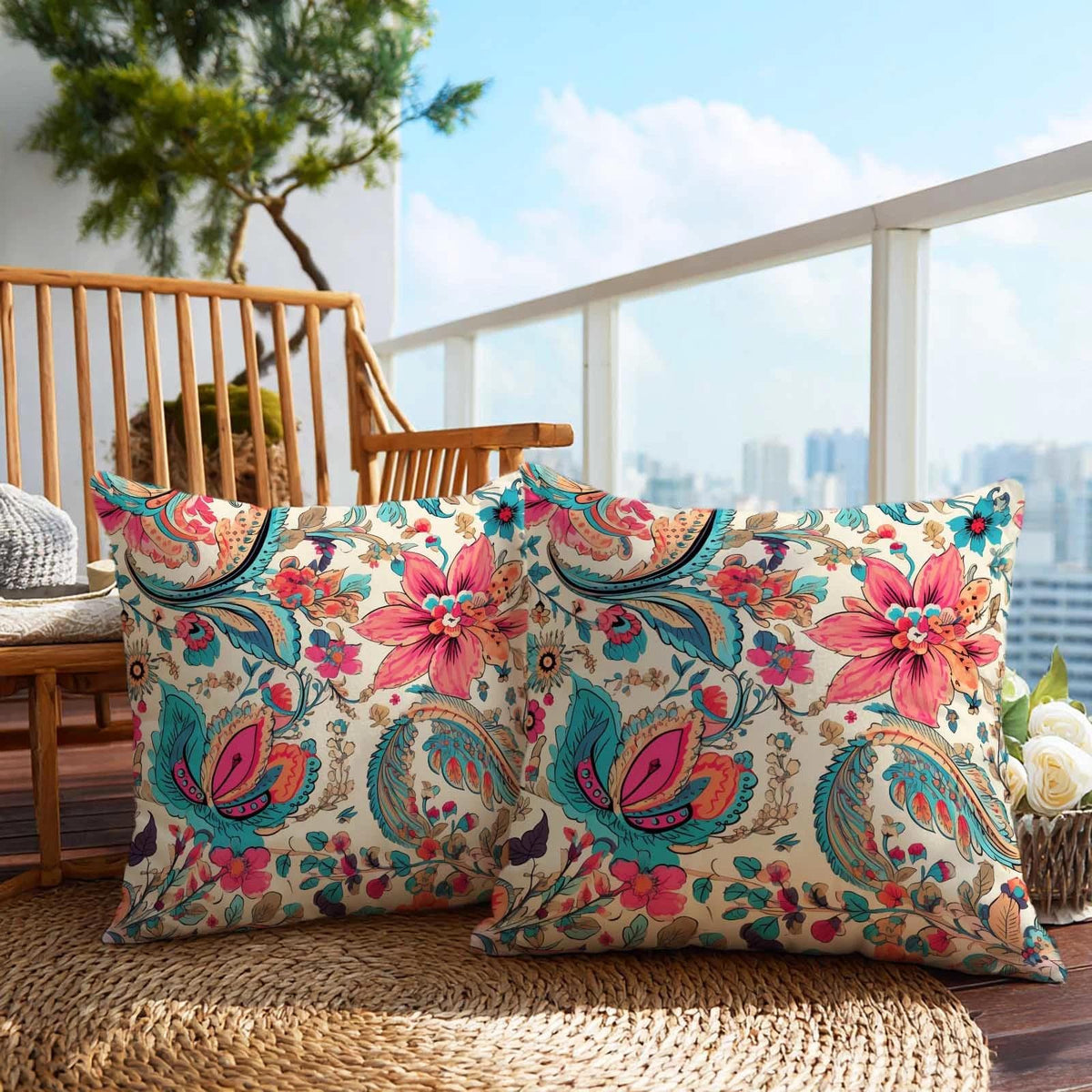 Firmiso Rust Orange Mandala Throw Pillow Covers 18x18 Set of 2