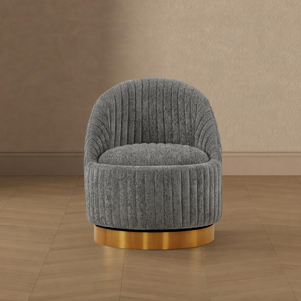 Manhattan Comfort Leela Modern Swivel Accent Chair in Luxurious Boucle Upholstery