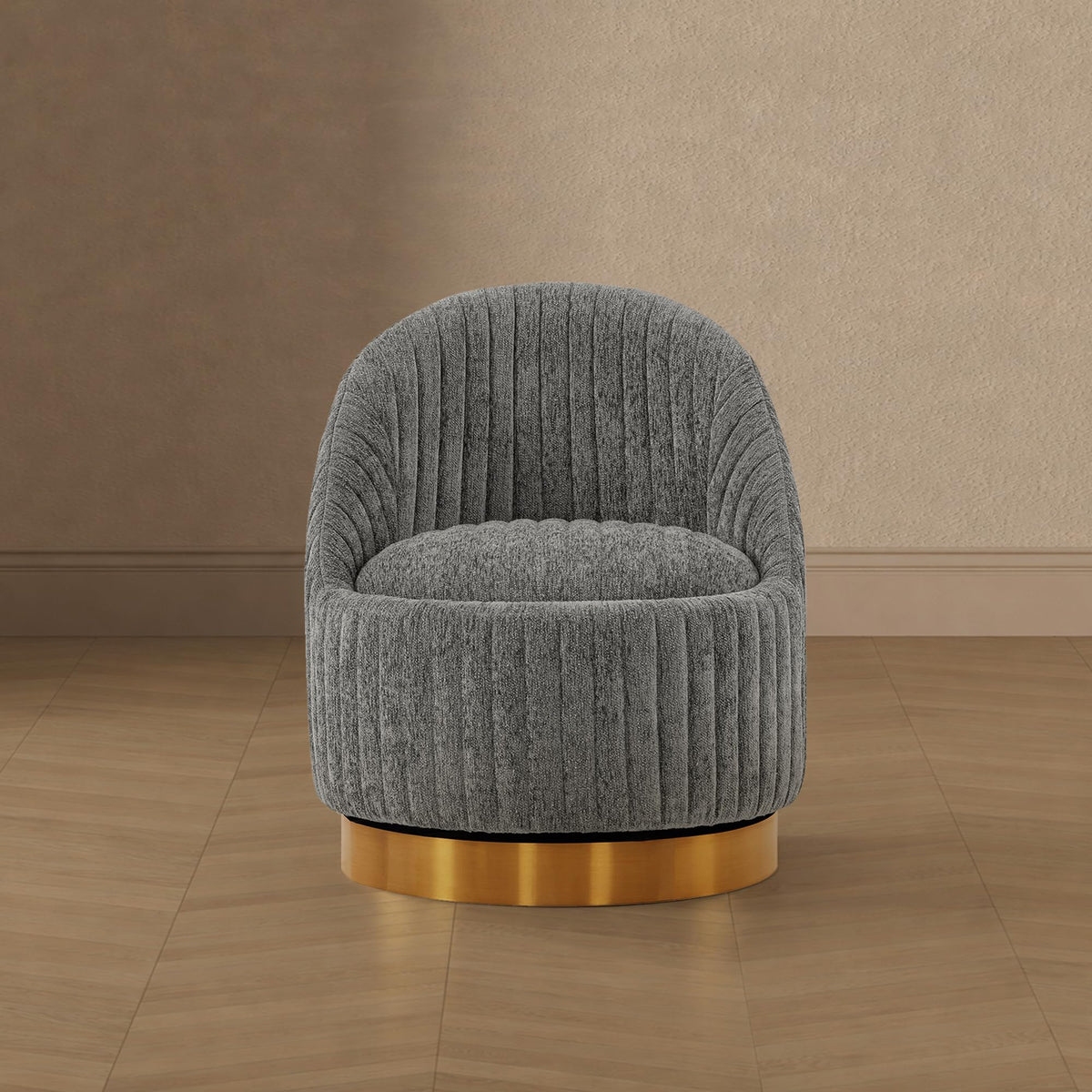 Manhattan Comfort Leela Modern Swivel Accent Chair in Luxurious Boucle Upholstery