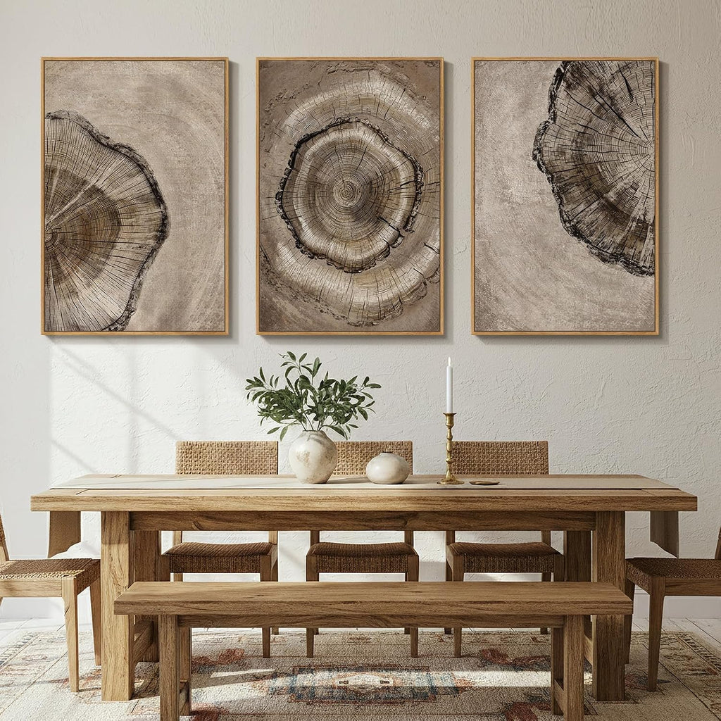 Framed Neutral Tree Ring Wall Art