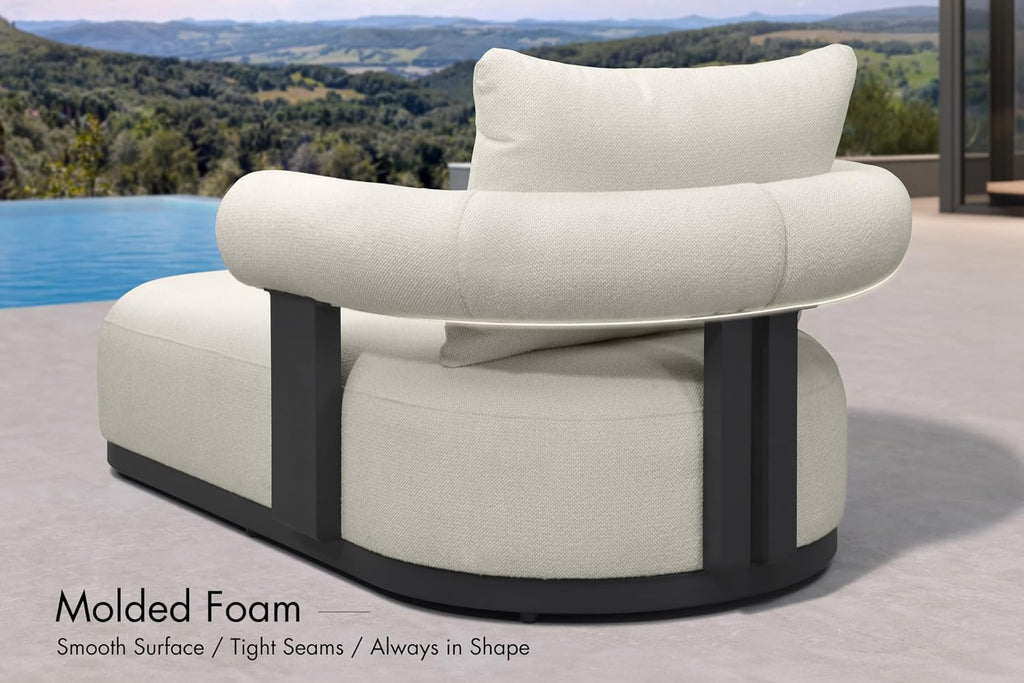 PURPLE LEAF Chaise Lounge 2 Pieces with Cushion and Pillow, Armrest, White