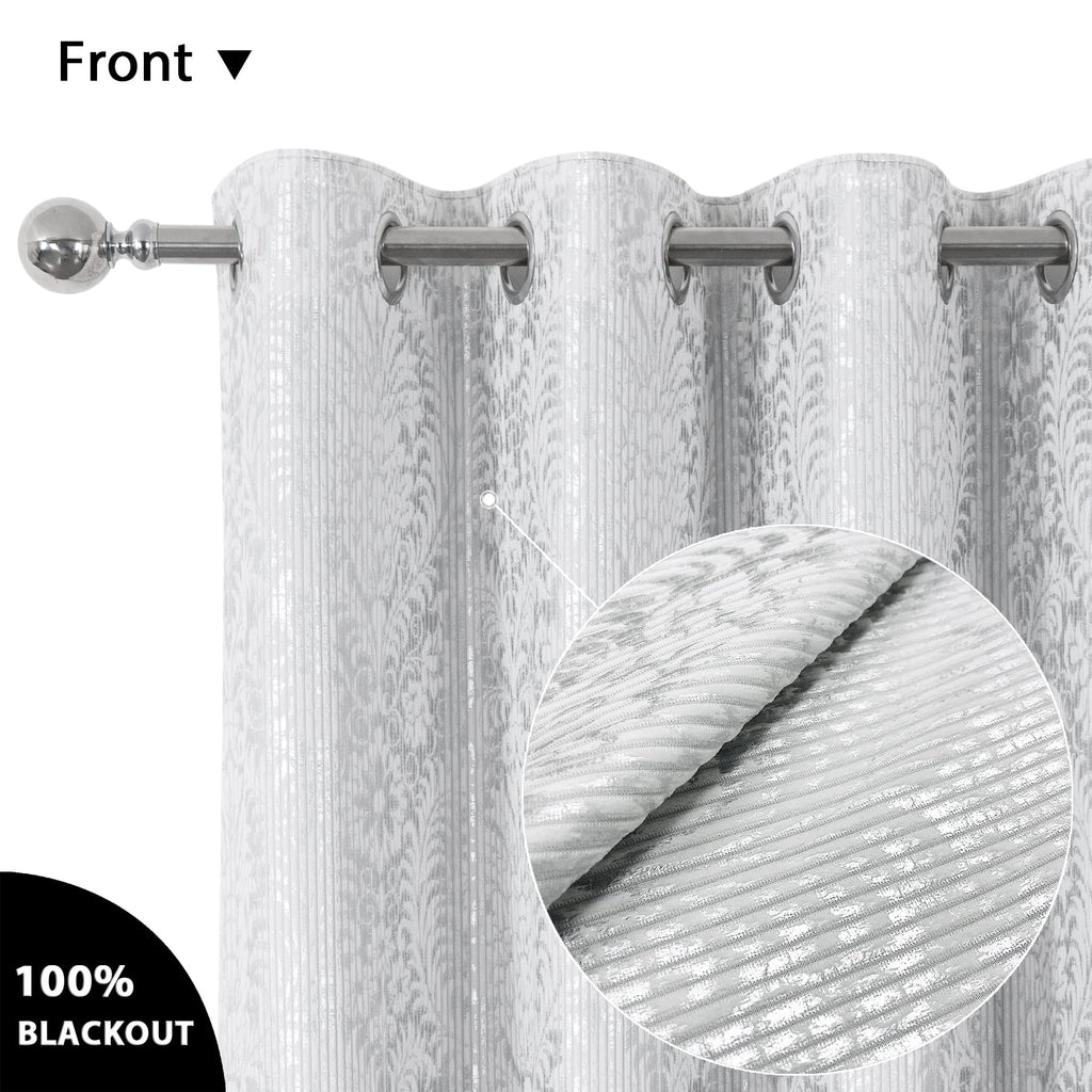 Damask Foil-Print Velvet Blackout Curtains