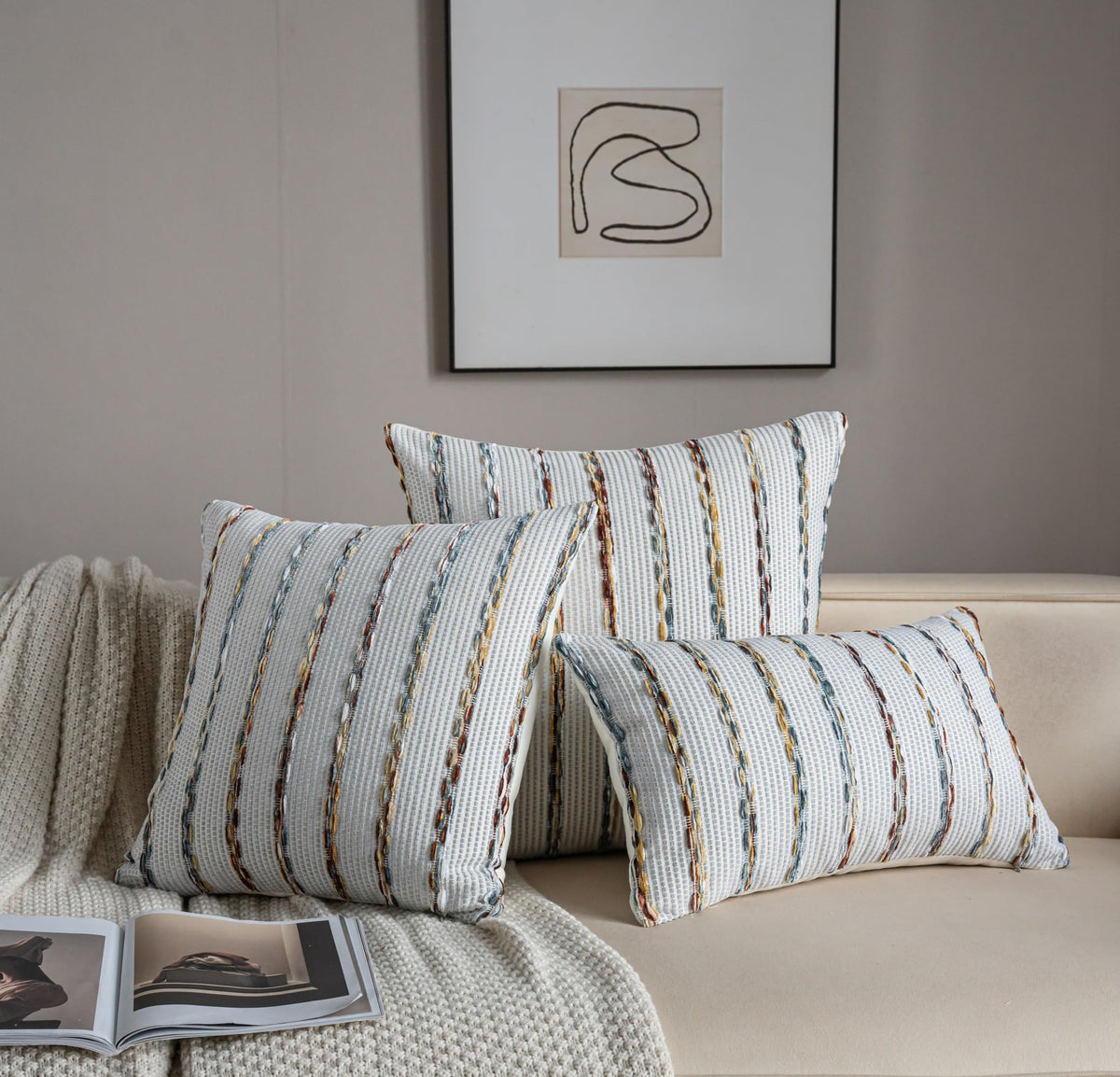 Striped Chenille Pillow Covers
