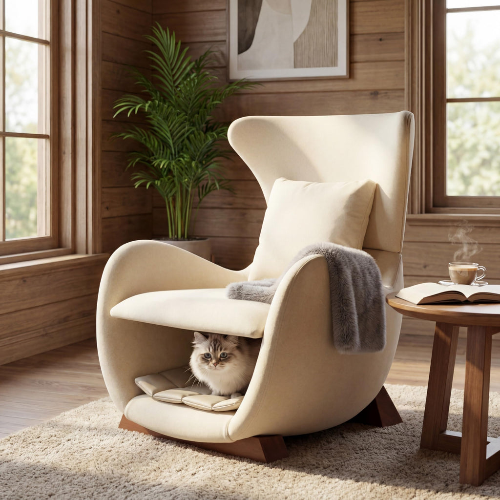 Merax Modern Accent Chair with Pet Cave & Storage