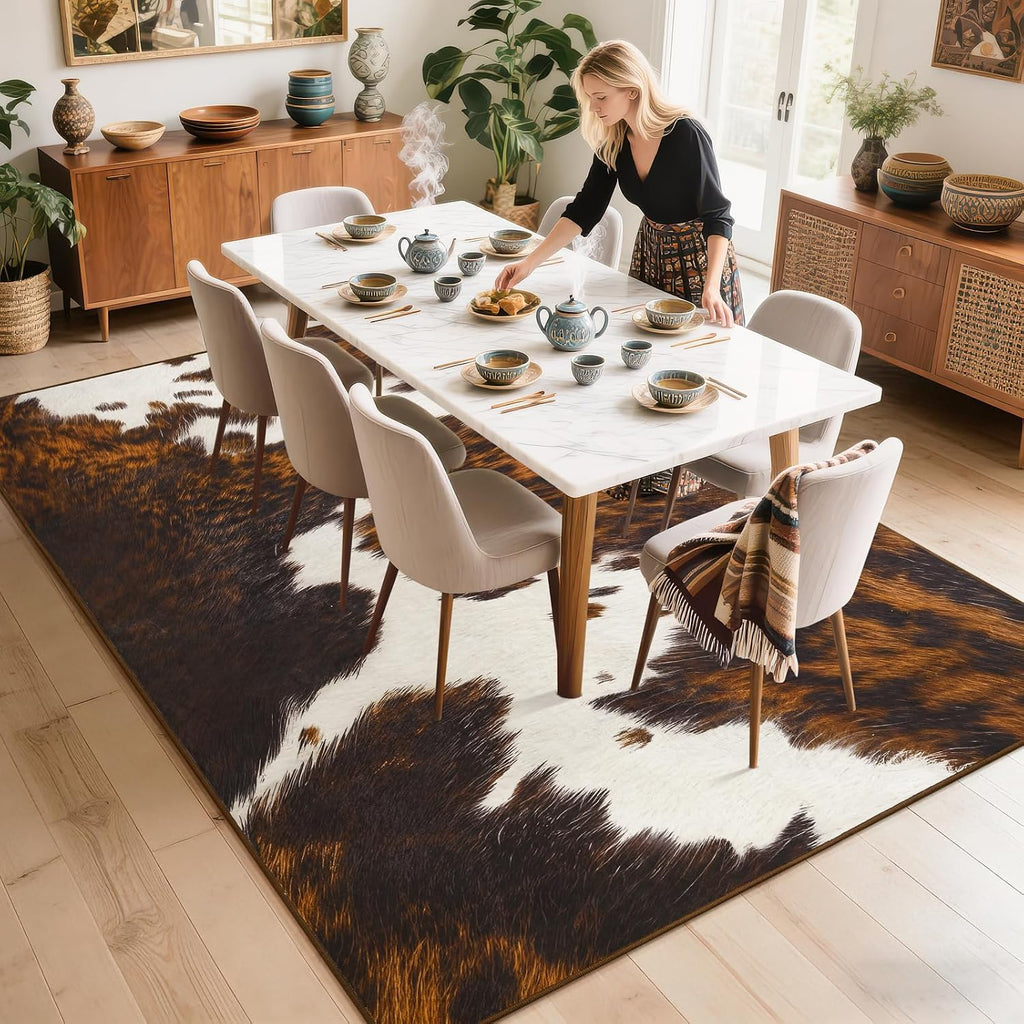 BENRON Soft Cowhide Rug 4x6, Faux Cow Hide Rug for Living Room Bedroom
