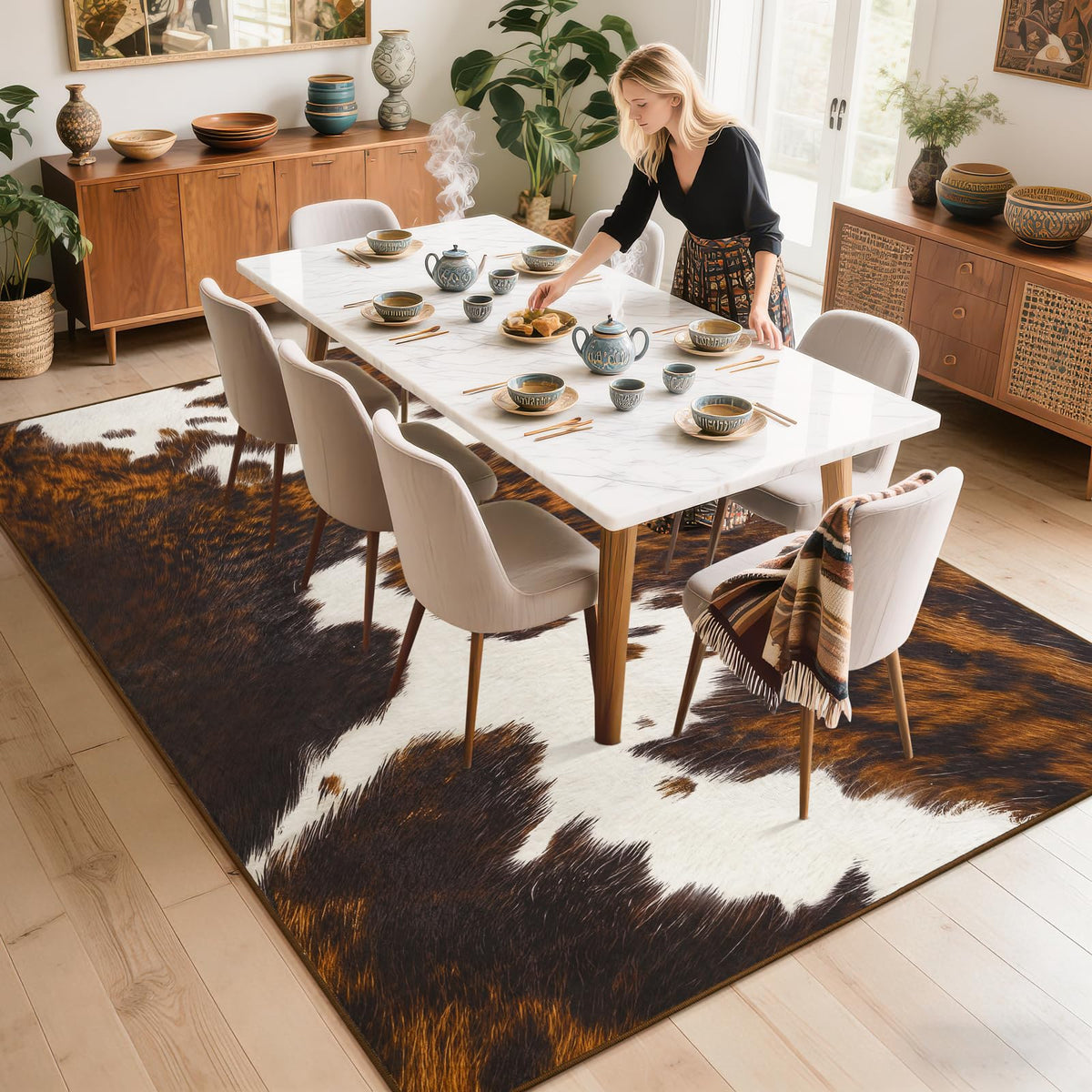 BENRON Soft Cowhide Rug 4x6, Faux Cow Hide Rug for Living Room Bedroom