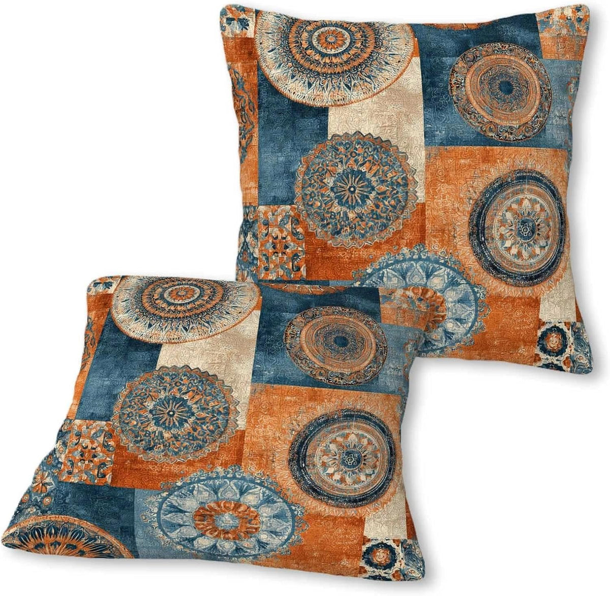 Firmiso Rust Orange Mandala Throw Pillow Covers 18x18 Set of 2