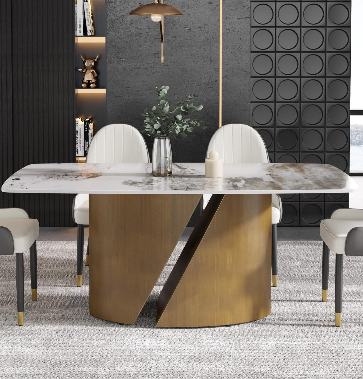 White Sintered-Stone Dining Table