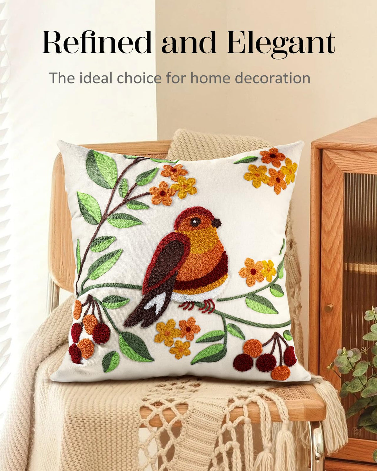 Embroidered Decorative Pillow Cover