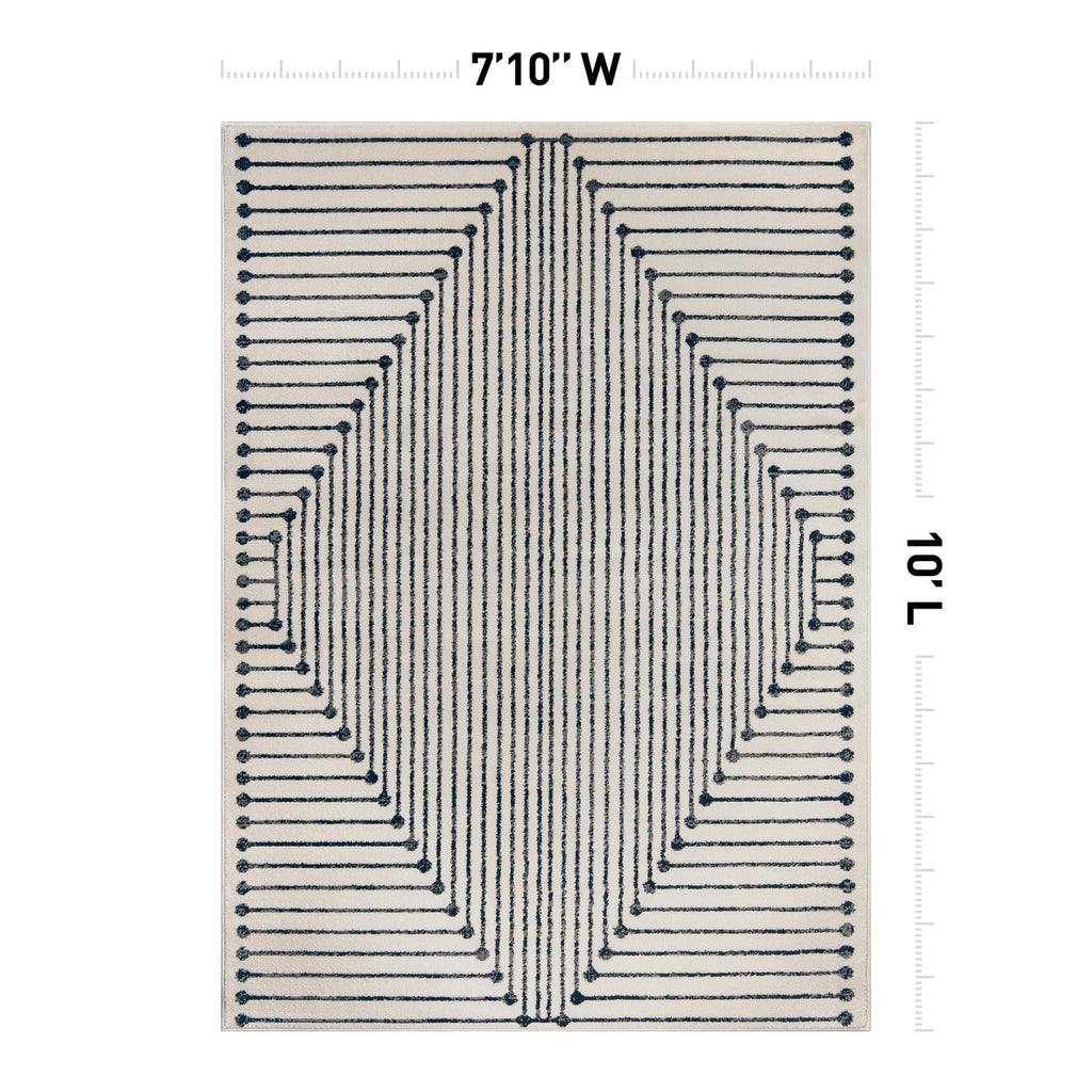 Rugshop Contemporary Bohemian Stripe Area Rug 7'10" x 10' Black