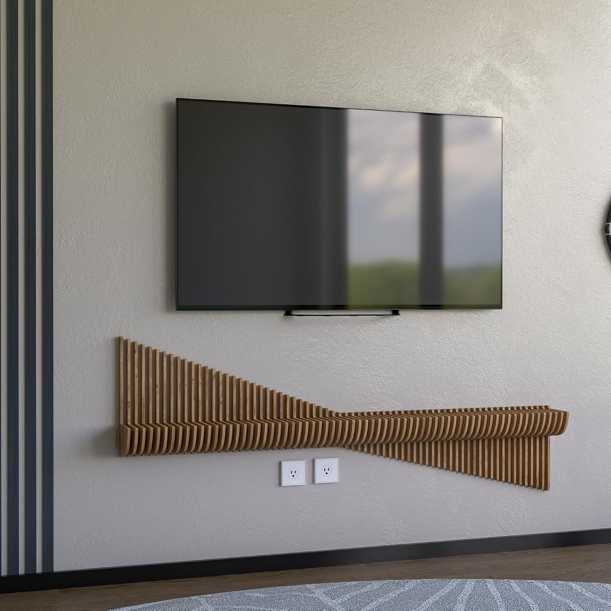 60-Inch Parametric Oak Floating Shelf