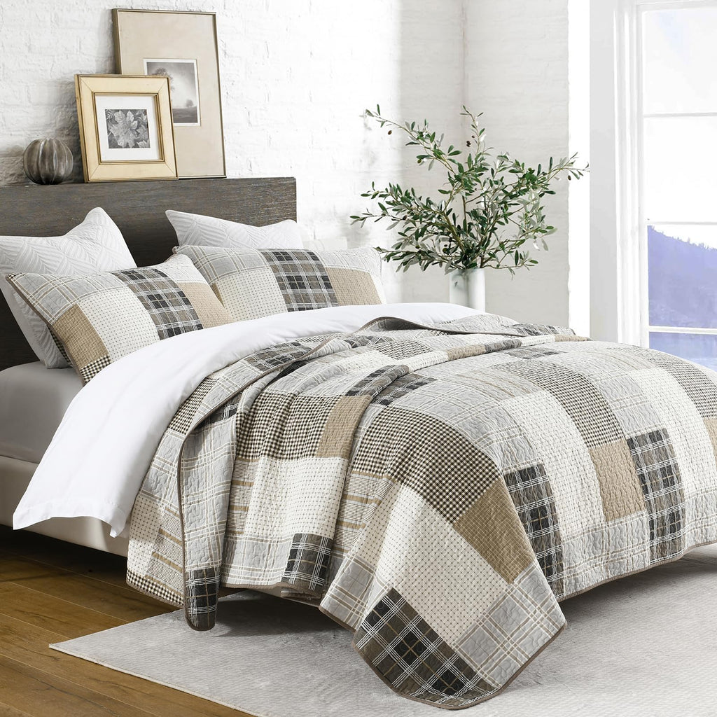 PANGUSHAN 100% Cotton Quilt Set Queen Size