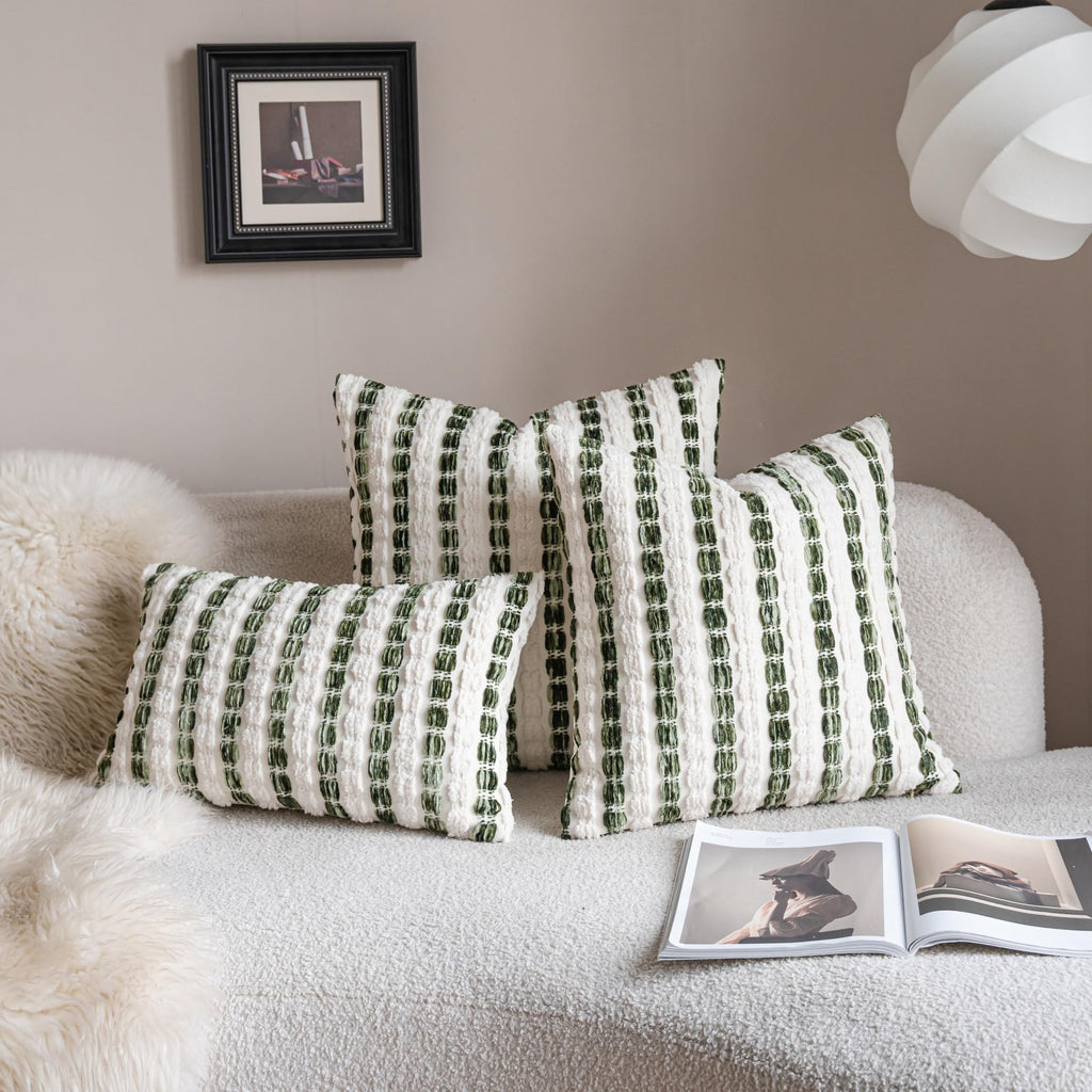 Striped Chenille Pillow Covers