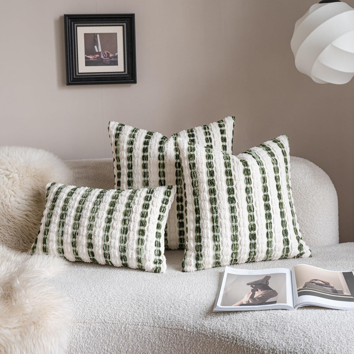 Striped Chenille Pillow Covers