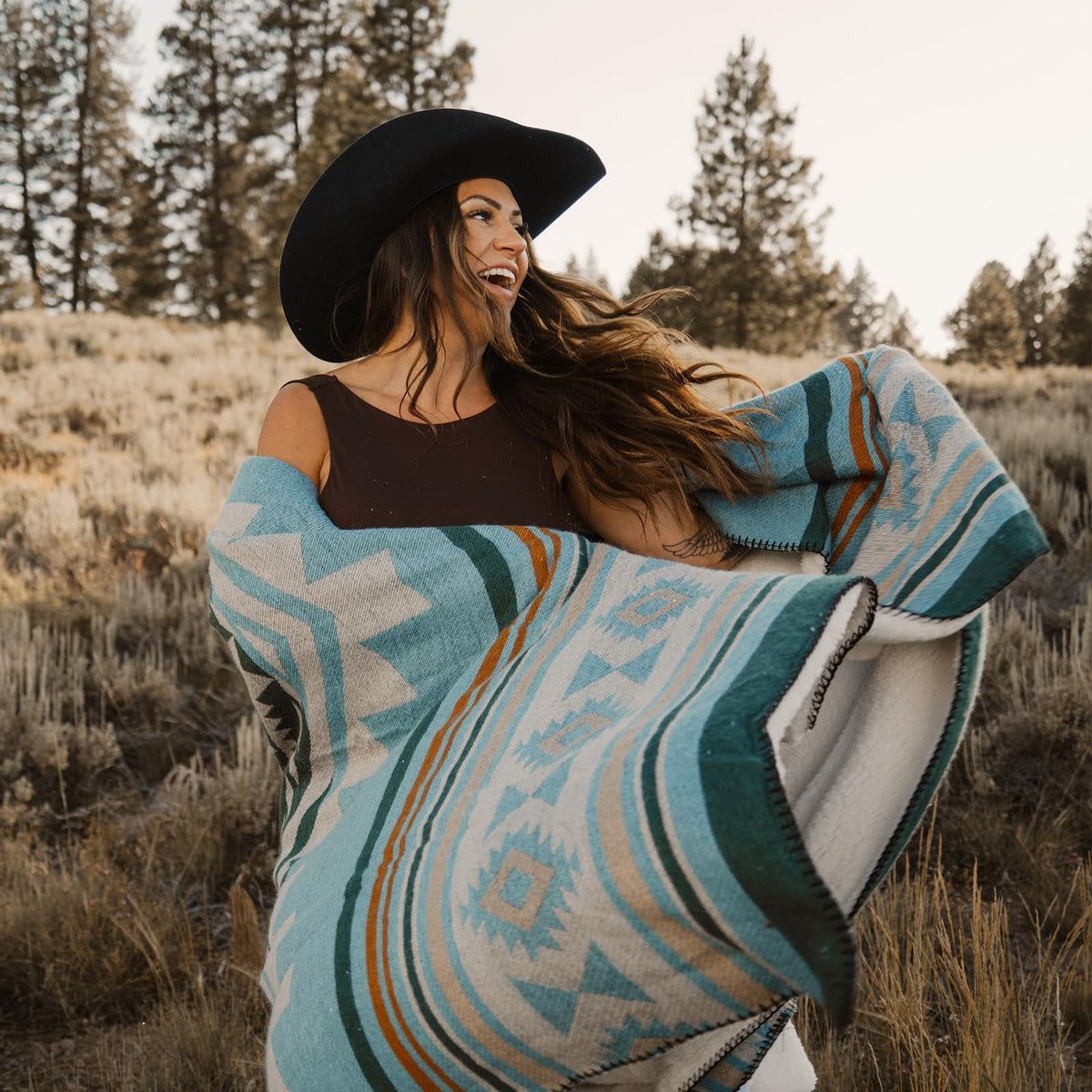 Aztec Sherpa-Lined Throw Blanket