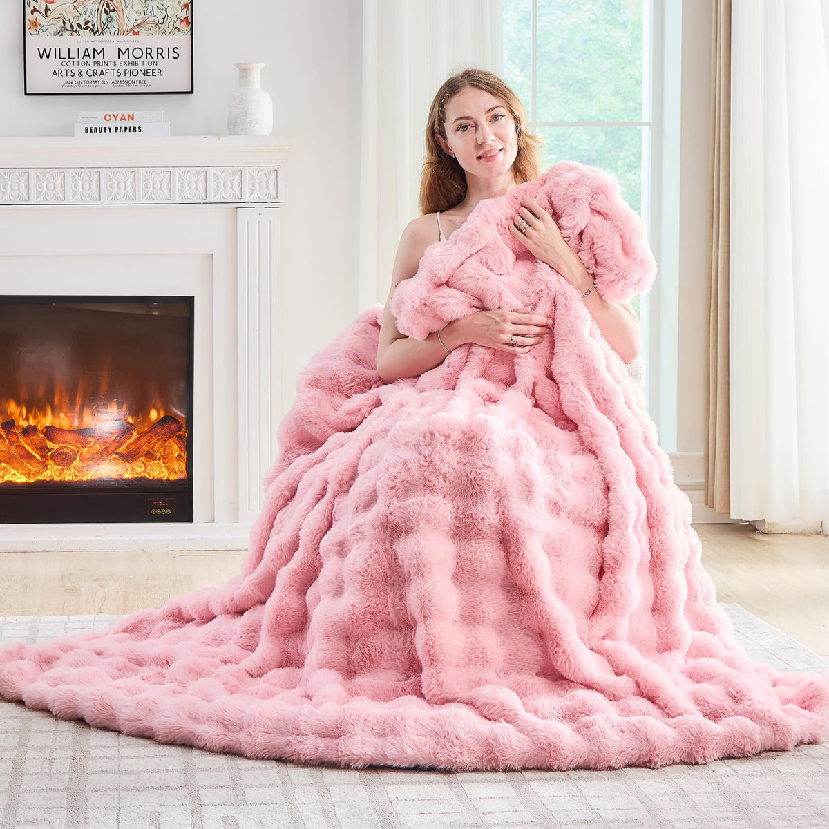 Cow-Print Faux Fur Throw Blanket