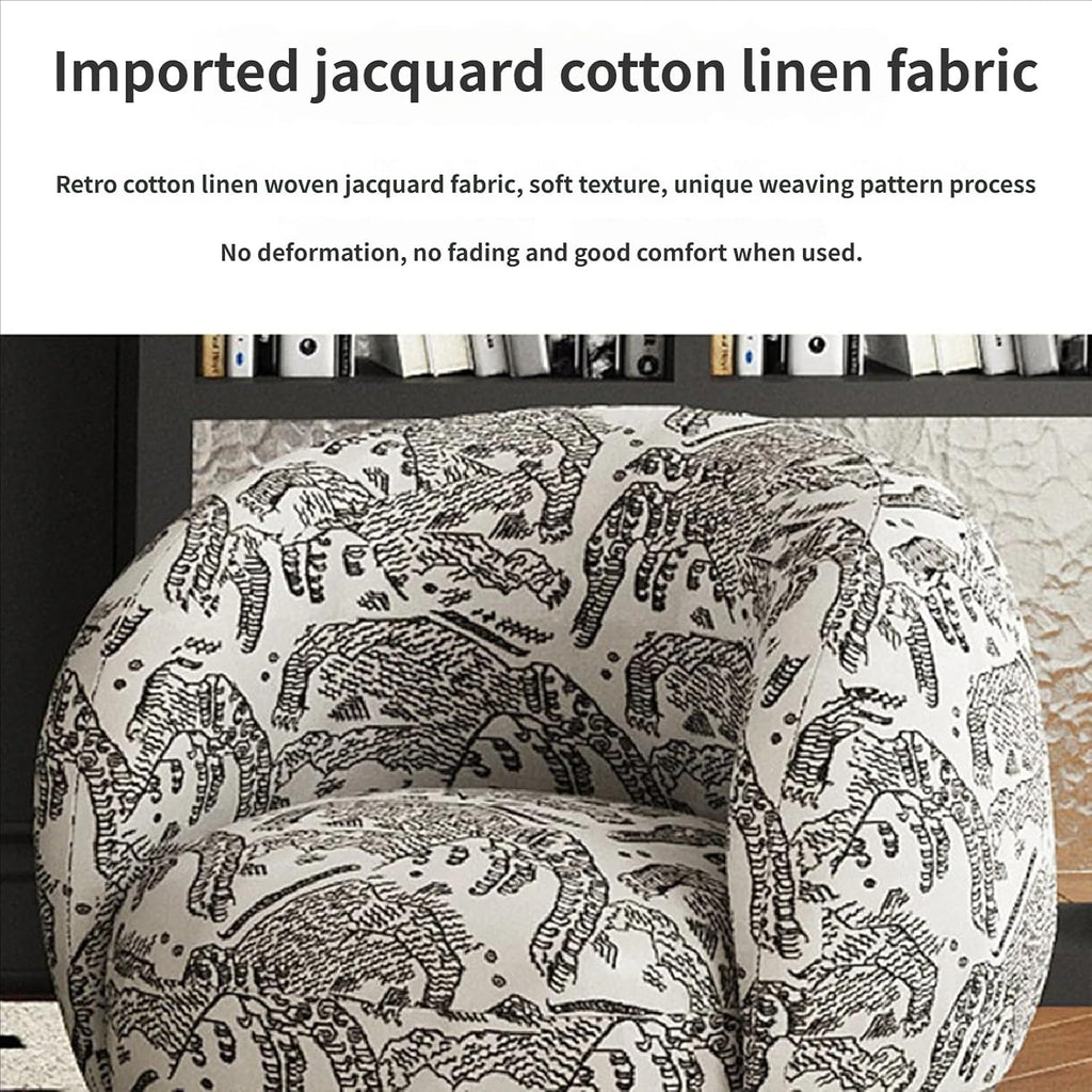 Mid-Century Modern Lounge Chair and Table Set, Tufted Fabric Sofa with Marble Tabletop for Hotel Lobby, Cafe, Reception(M)
