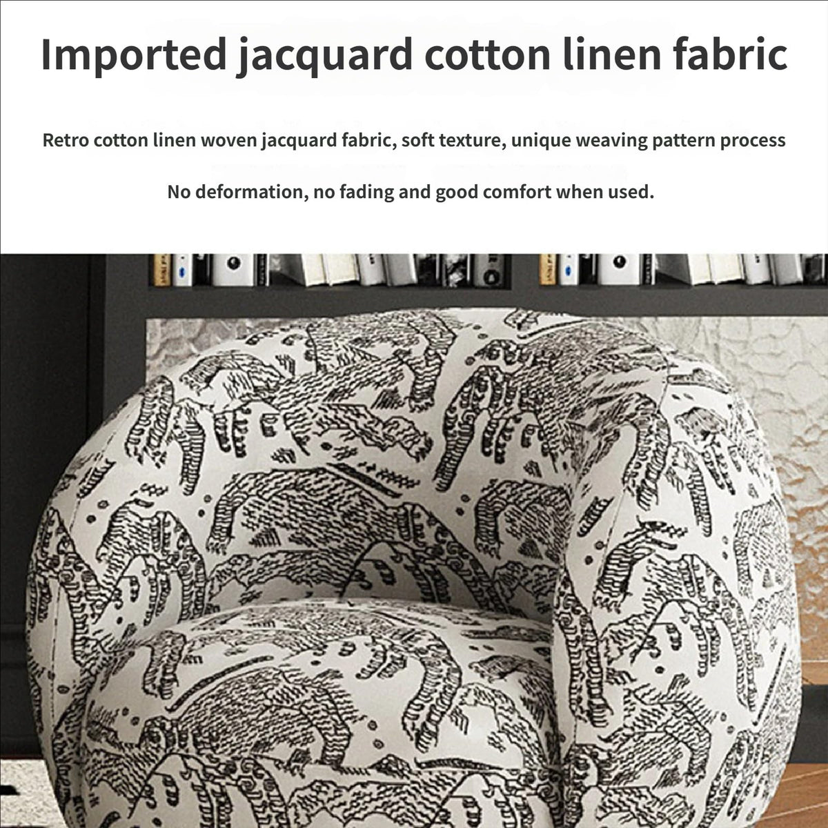 Mid-Century Modern Lounge Chair and Table Set, Tufted Fabric Sofa with Marble Tabletop for Hotel Lobby, Cafe, Reception(M)