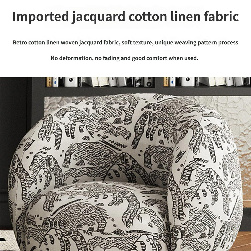 Mid-Century Modern Lounge Chair and Table Set, Tufted Fabric Sofa with Marble Tabletop for Hotel Lobby, Cafe, Reception(M)