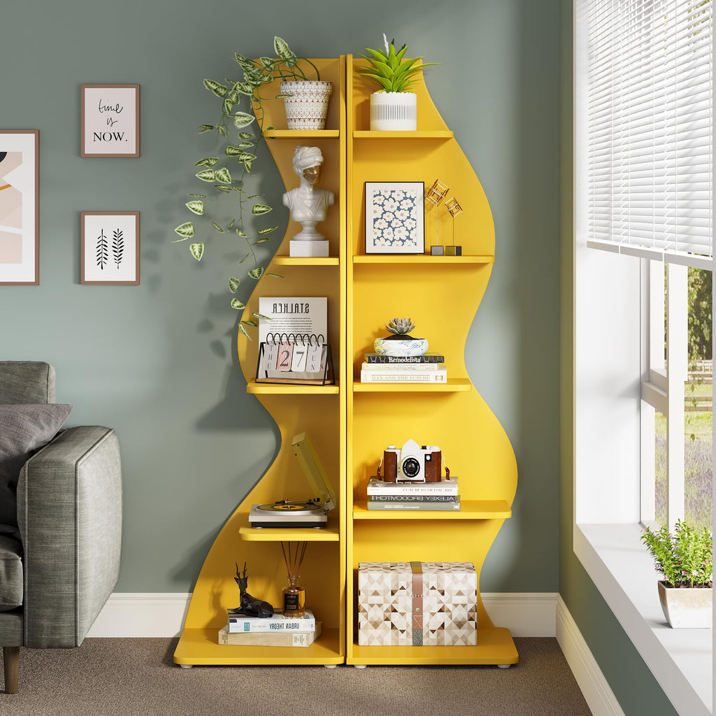 Modern Five-Tier Corner Bookshelf
