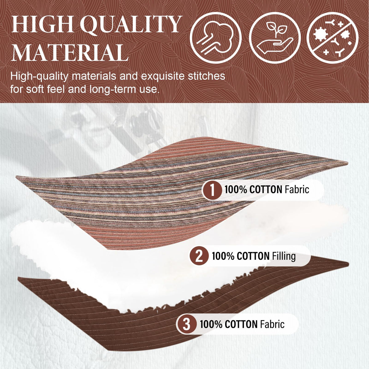 SahSahCasa 128"x120" 100% Cotton Oversized California King XL Bedspread Coverlet