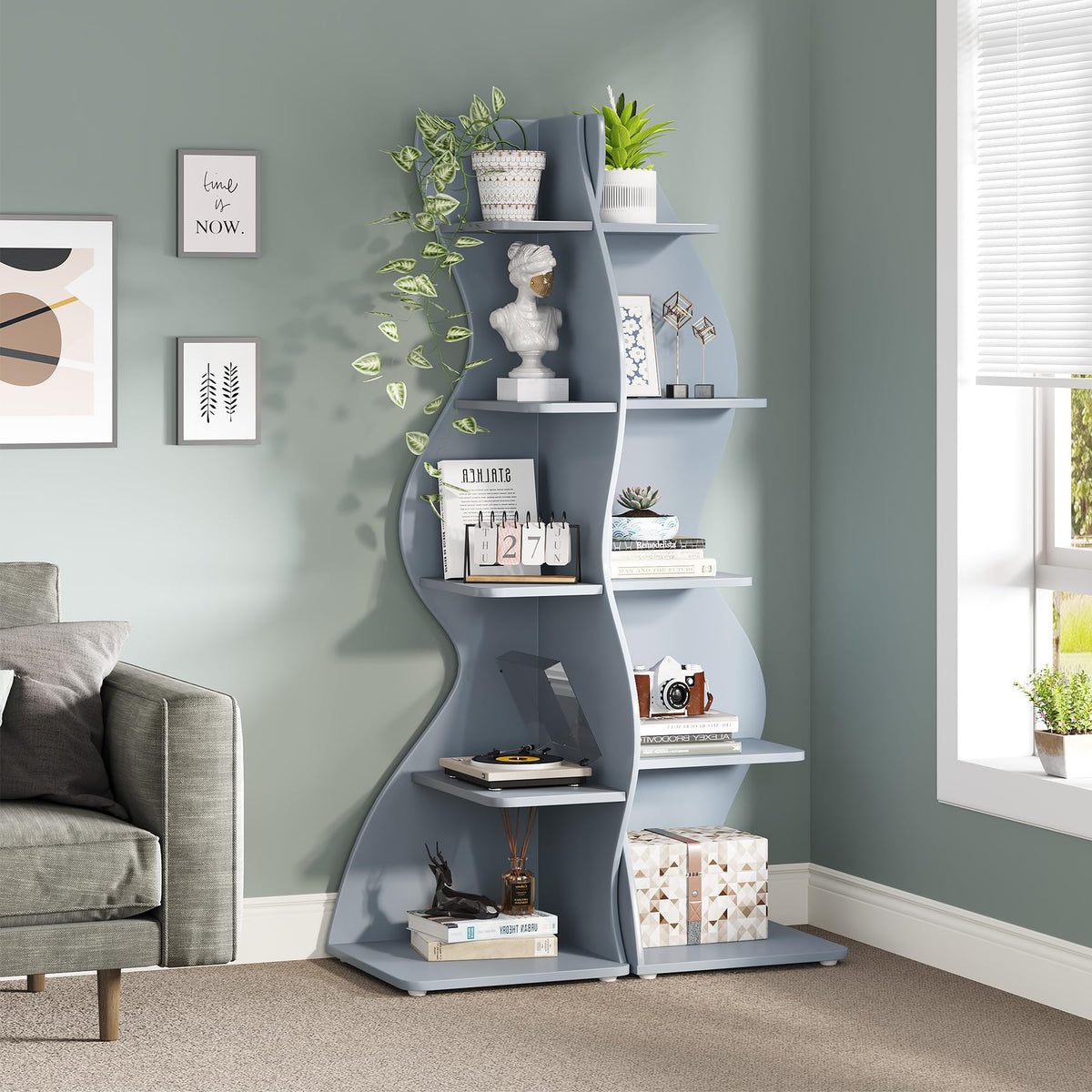 Modern Five-Tier Corner Bookshelf