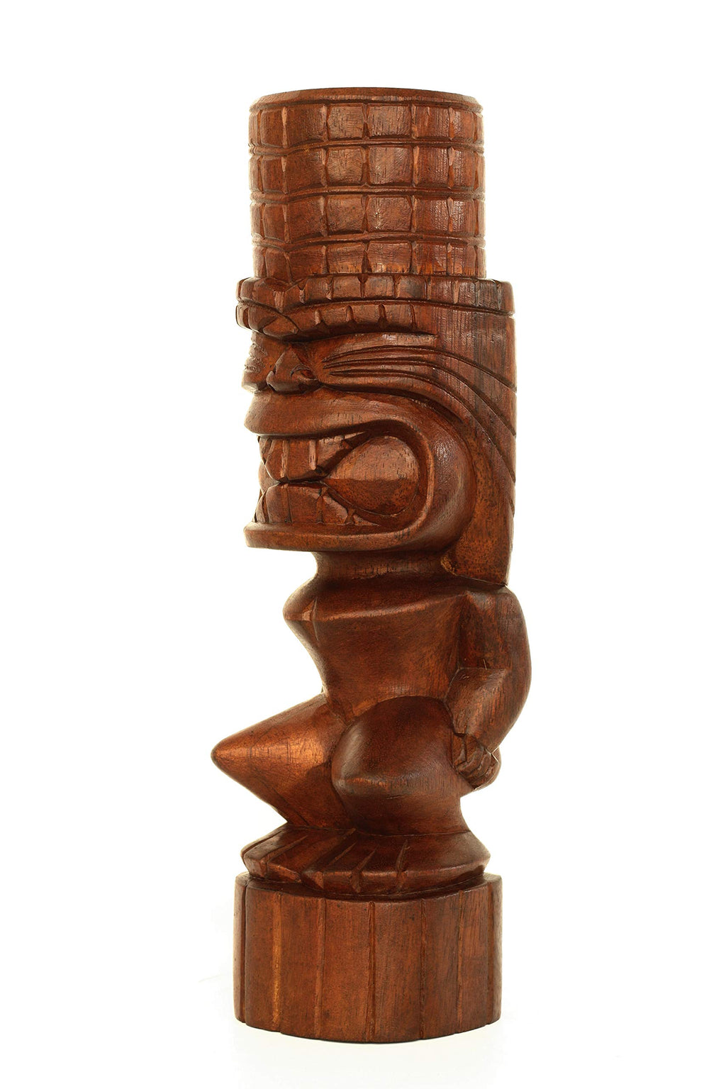 G6 Collection Handmade Wooden Primitive Tattoo Face Tribal Statue Sculpture Tiki