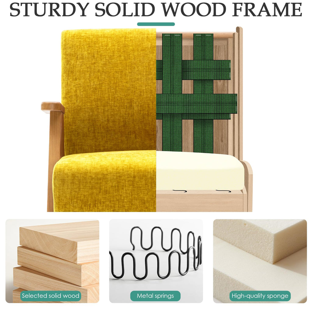2 Pcs Home Accent Chair Mid Century Modern Accent Chair with Wood Frame