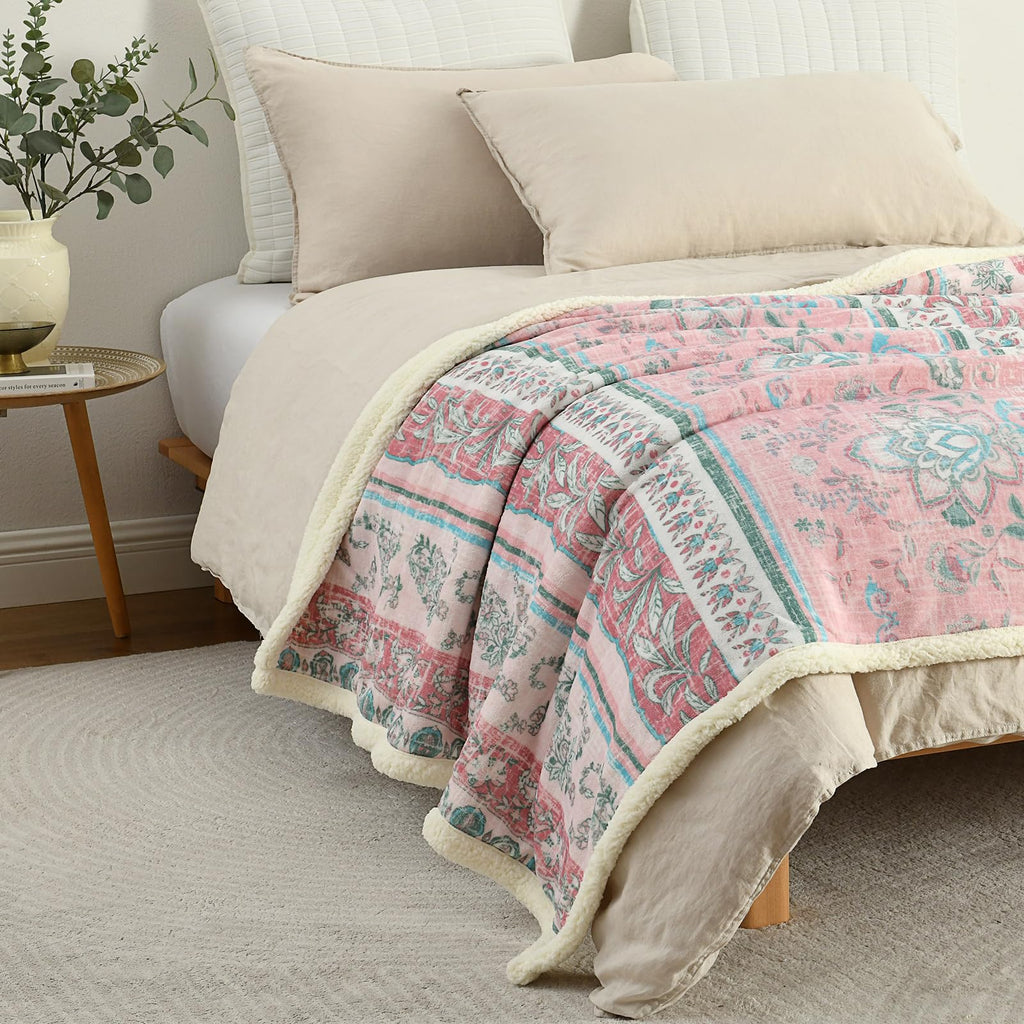 Aztec Sherpa-Lined Throw Blanket