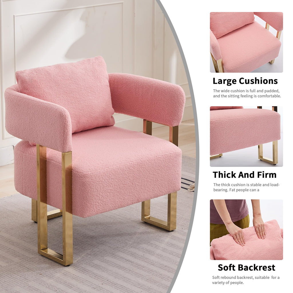 Upholstered Barrel Accent Chairs with Gold Legs – Set of 2