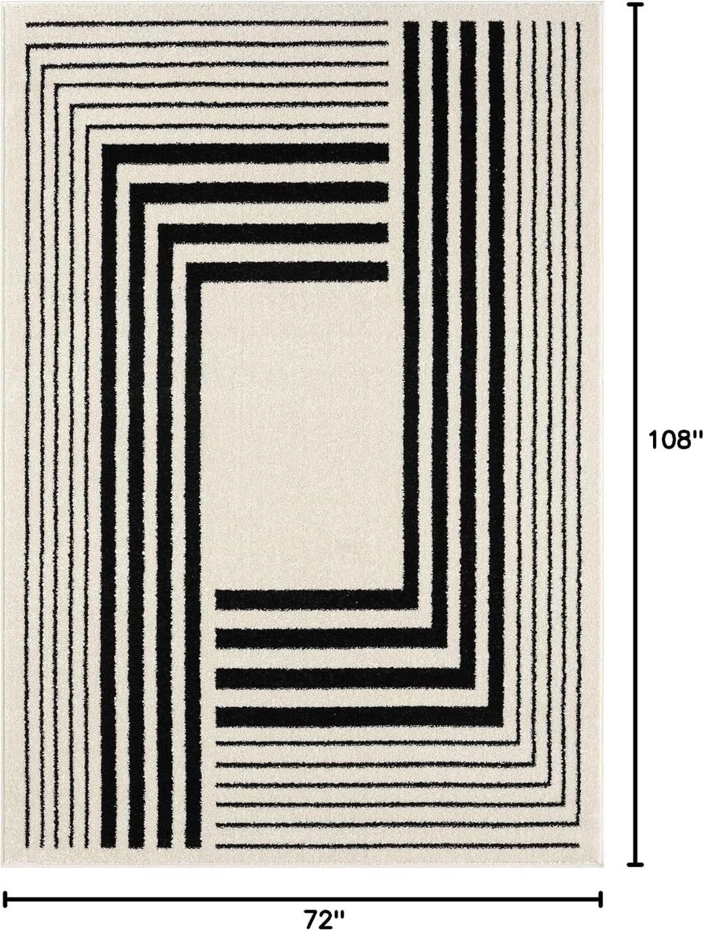 Abani Geometric Beige/Black Area Rug -6'x9' - Modern 3D Lines Design - Deco