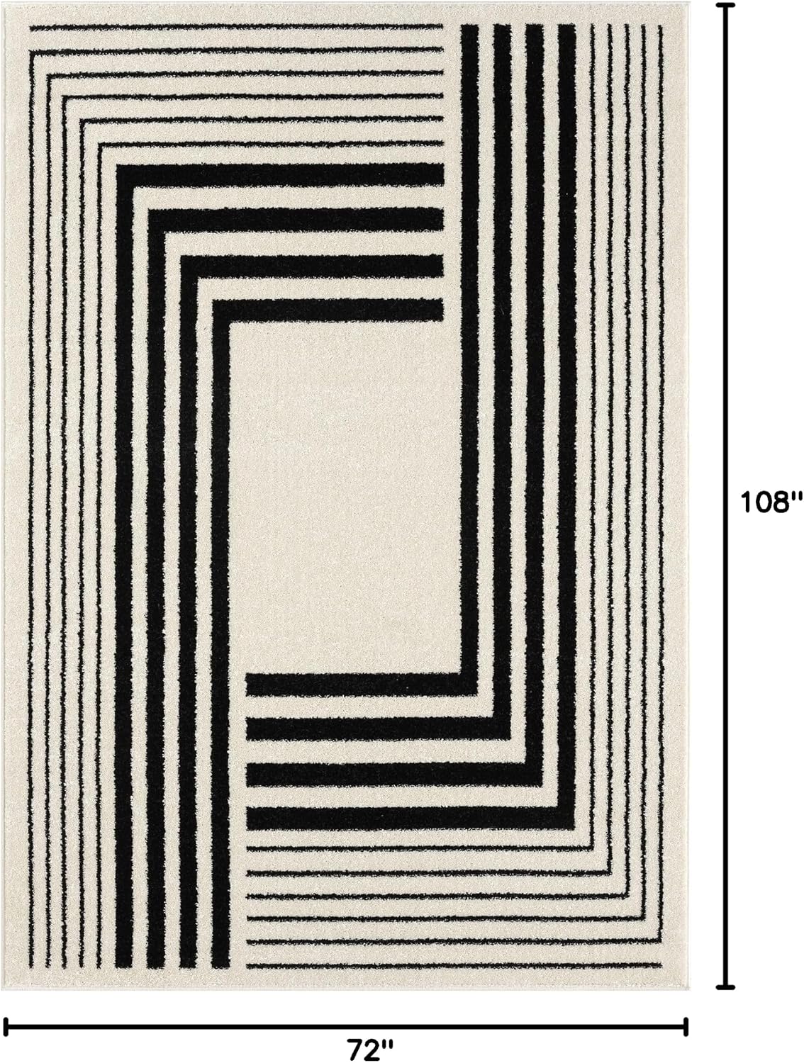Abani Geometric Beige/Black Area Rug -6'x9' - Modern 3D Lines Design - Deco