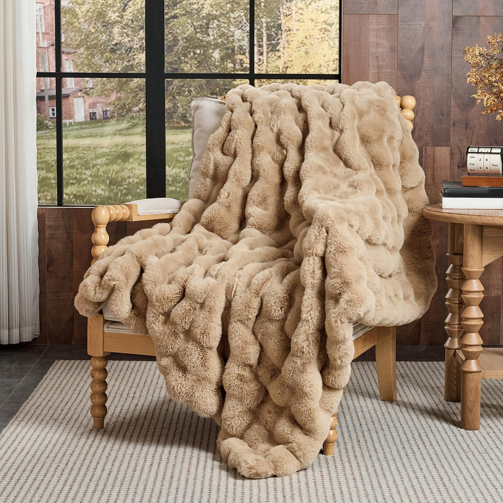 Cow-Print Faux Fur Throw Blanket