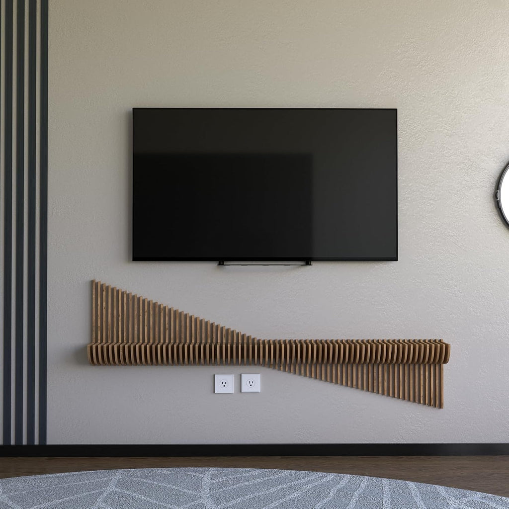 60-Inch Parametric Oak Floating Shelf