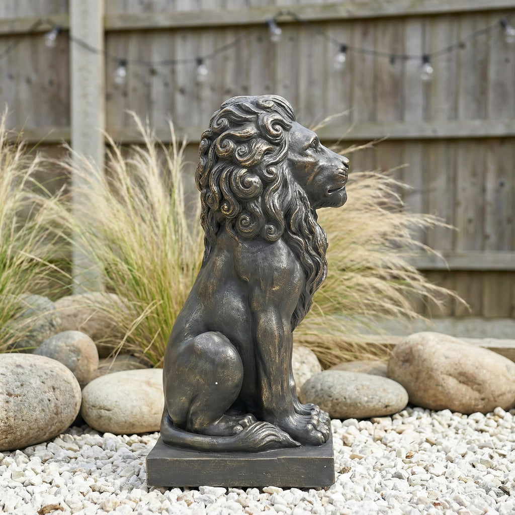 Lion Statue, Outdoor Garden Statues 27in Tall, White
